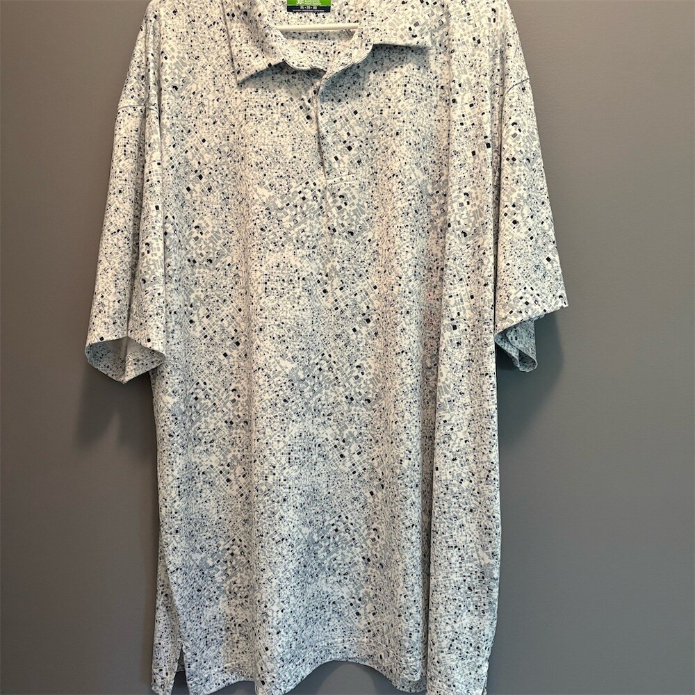 Ben Hogan Performance Polo Shirt Men's 2XL Gray White Speckle Print Golf